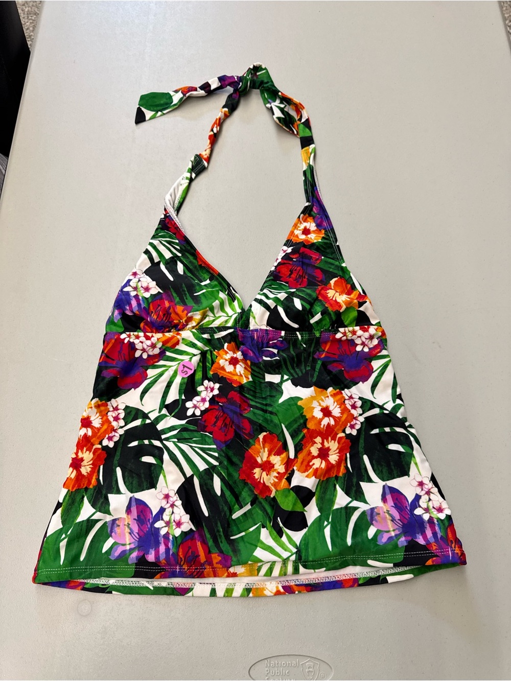 Catalina Women’s Hawaiian Tropical Floral Halter Top Tankini Summer Swim Top Med